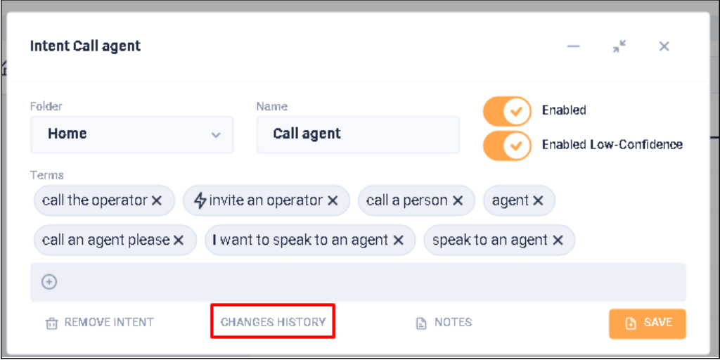 Tracking the history of changes to the Intent