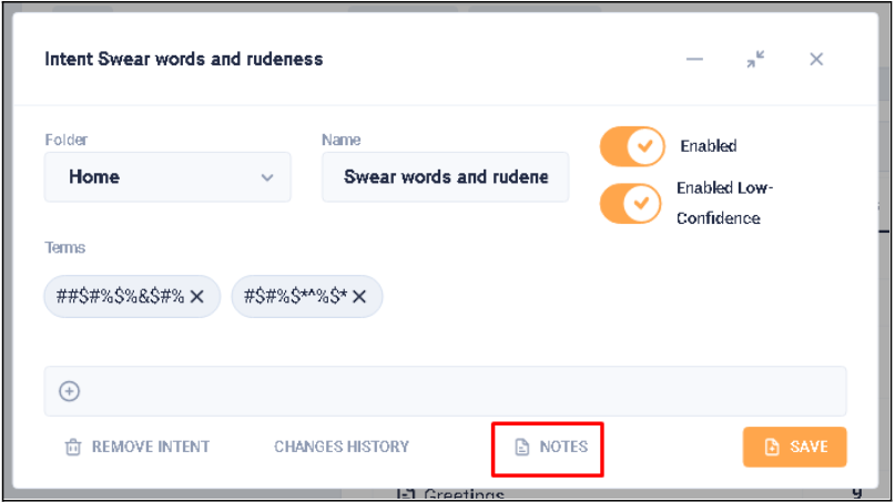 Creating a note to the Intent